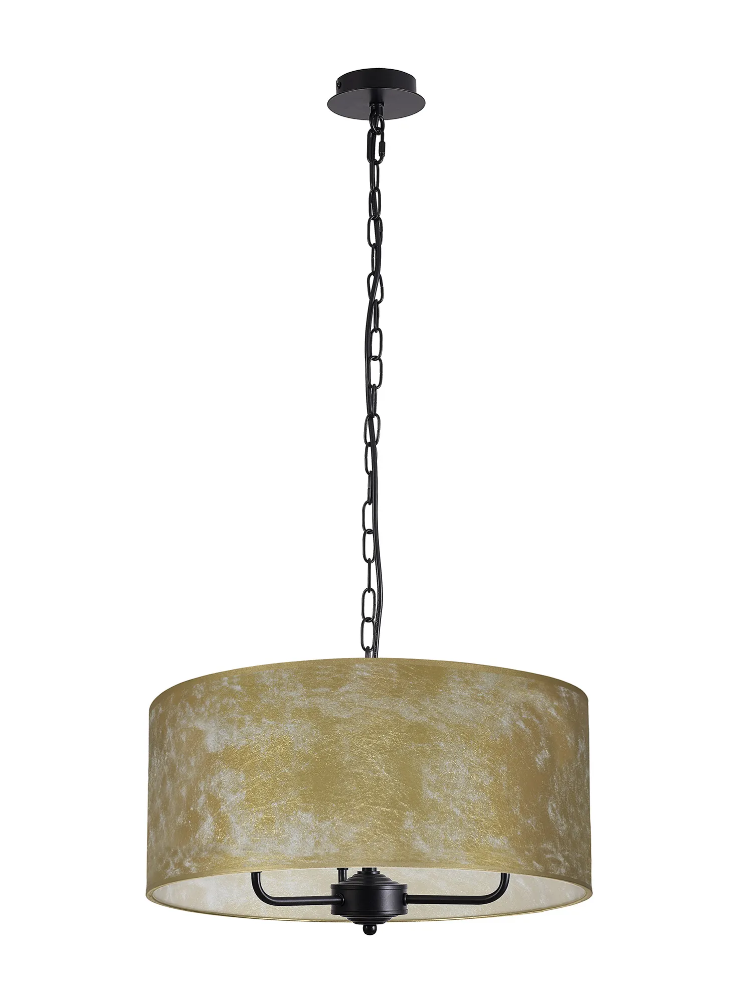 Banyan 50cm 3 Light Pendant Matt Black, Gold Leaf DK1041  Deco Banyan MB GL